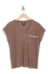 Bobeau Whipstitch Pocket T-shirt In Coffee/natural