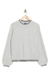 Bobeau Whipstitched Crewneck Sweater In Grey/black