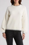Bobeau Whipstitched Crewneck Sweater In Multi