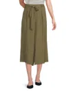 Bobeau Tie Waist Crop Wide Leg Pants In Olive