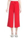 Bobeau Women's Belted Cropped Pants In Tomato