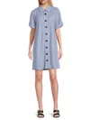 Bobeau Women's Elbow Sleeve Mini Shirtdress In Blue Fog