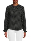 Bobeau Women's Geometric Button Down Shirt In Black White