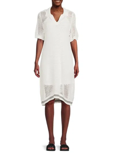 Bobeau Women's Knit Shift Shirt Dress In Ivory