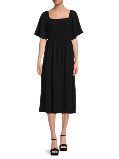 Bobeau Women's Mathilde Smocked Midi Dress In Black