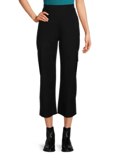 Bobeau Women's Side Slit Cargo Pants In Black
