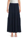 Bobeau Women's Solid Tiered Maxi Skirt In Navy