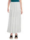 Bobeau Women's Solid Tiered Maxi Skirt In Off White