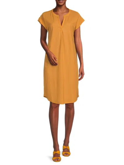 Bobeau Women's Splitneck Shift Dress In Yellow