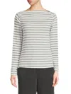 Bobeau Sammi Ribbed Long Sleeve High Neck Top In Ivory Black