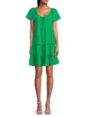 Bobeau Women's Tiered Mini Dress In Green