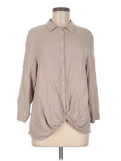 Pre-owned Bobi 3/4 Sleeve Button Down Shirt In Tan
