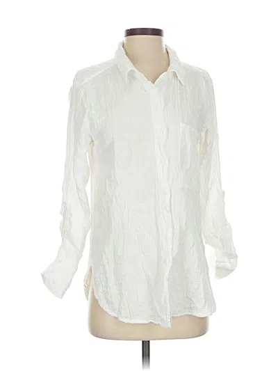 Pre-owned Bobi 3/4 Sleeve Button Down Shirt In White