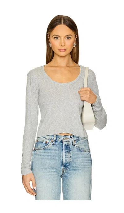 Bobi Cropped Longsleeve Top In 헤더 그레이