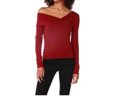 Bobi Asymmetric Wrap Top In Pinot In Red