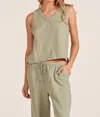 Bobi Wide Leg Beach Gauze Pant In Juniper In Gray