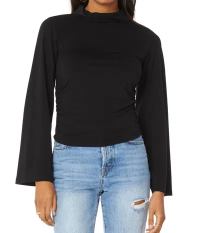 Bobi Bell Sleeve Mock Neck Top In Black