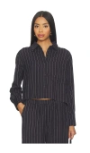 Bobi Boxy Button Front Shirt In Black