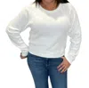 Bobi Boxy Raglan Waffle Long Sleeve Tee In White In White