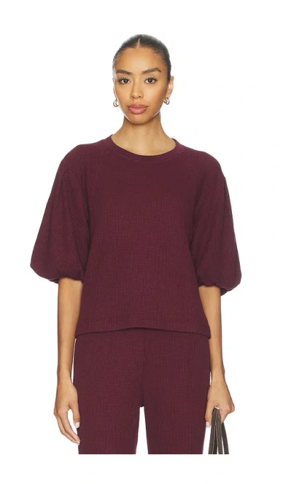 Bobi Bubble Sleeve Pullover In Burgundy