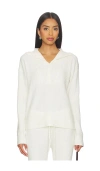 Bobi Button Funnel Neck Sweater In White