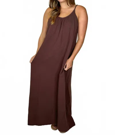 Bobi Cami Low Back Maxi Dress In Umber In Brown
