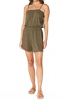 Bobi Cami Strap Romper In Olive In Multi