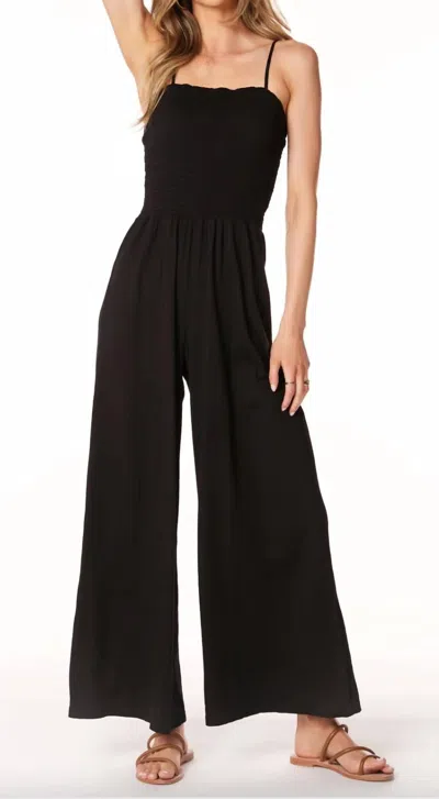 Bobi Cami Strap Smocked Jumpsuit In Black