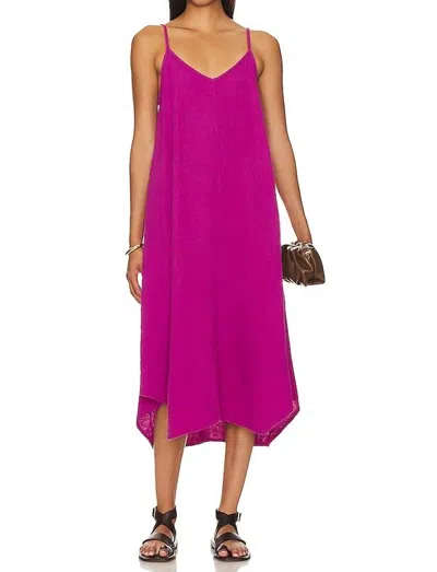 Bobi Cami V-neck Handkerchief Dress In Petunia Pink