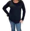 Bobi Center Rib Mix Crewneck Tee In Dark Sage In Multi