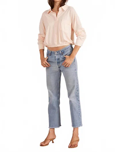 Bobi Chloe Button Up Top In Cream In Pink