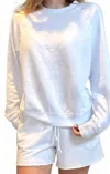 Bobi Classic Raglan Pullover Sweater In White In Multi