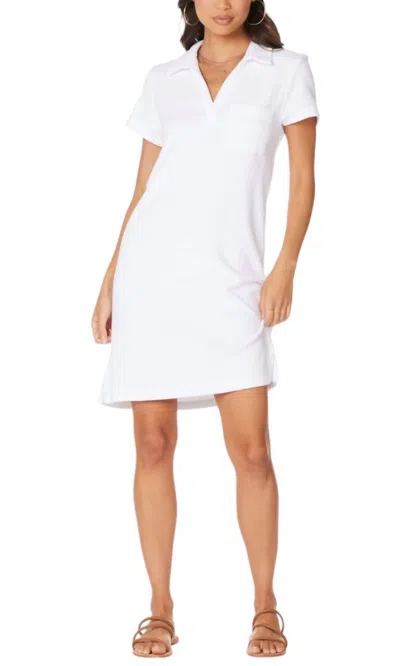 BOBI COLLAR SHORT SLEEVE TERRY POLO DRESS IN WHITE