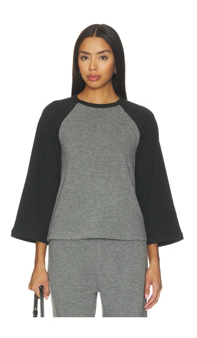 Bobi Color Block 3/4 Sleeve Raglan In Gray