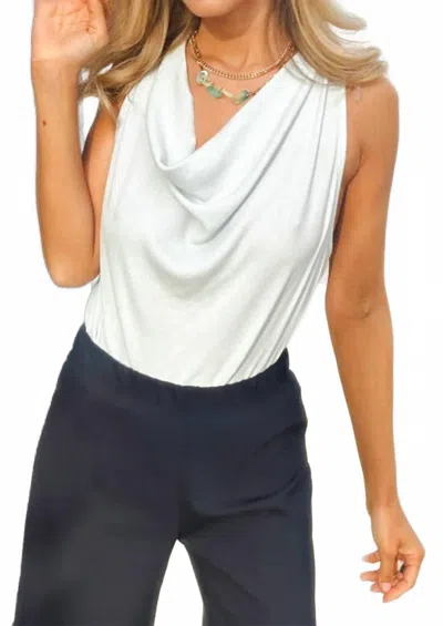 Bobi Cowl Neck Tank Top In Powder Blue In White