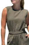 Bobi Crew Neck Tank With Elastic Hem In Troops In Multi