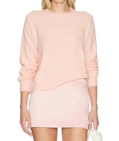 Bobi Crewneck Boxy Sweater In Blush In Pink