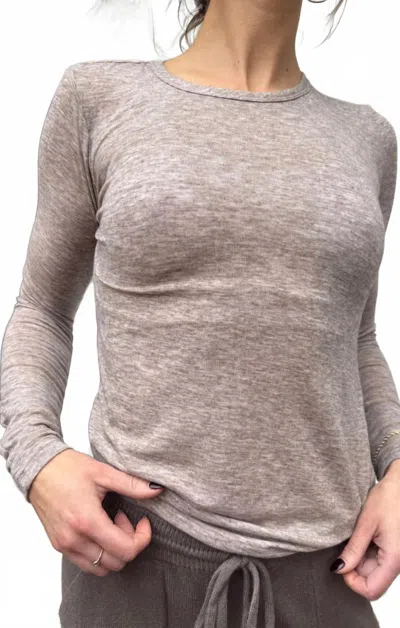Bobi Crewneck Long Sleeve Tee In Heather Grey In Neutral
