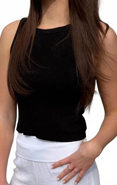 Bobi Crop Rib Tank In Black In Multi