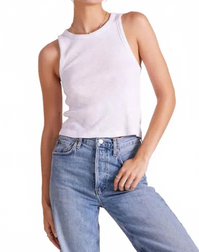 Bobi Crop Rib Tank Top In White
