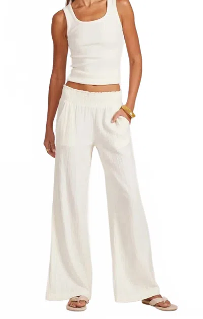 Bobi Crop Wide Leg Beach Pants In Linen In White