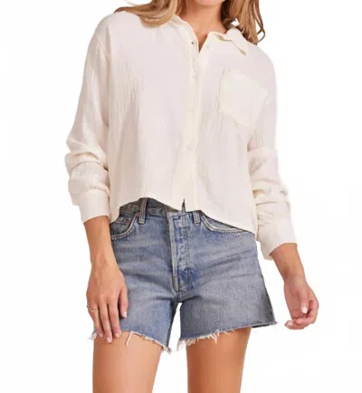 Bobi Cropped Collared Button Down Top In Macadamia In White
