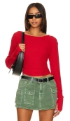 Bobi Cropped Long Sleeve Top In Pepper