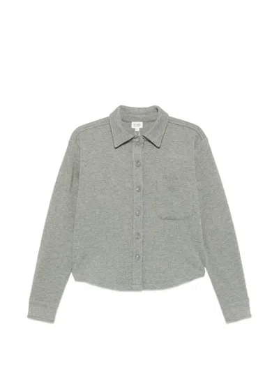 Bobi Cropped Long-sleeve Shirt In Gray