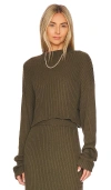 Bobi Cropped Pullover In Olive