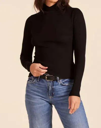 Bobi Cross Turtleneck Top In Black