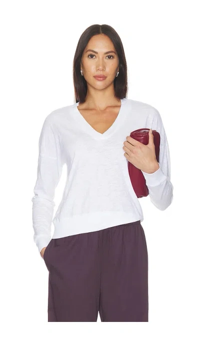 Bobi Deep Vneck Pullover In White
