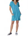 Bobi Dolman V-neck Dress In Surf In Blue