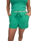 Bobi Drawstring Short In Green In Green