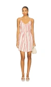 Bobi Scoop Neck Cami Mini Dress In Multi Stripe In Multi